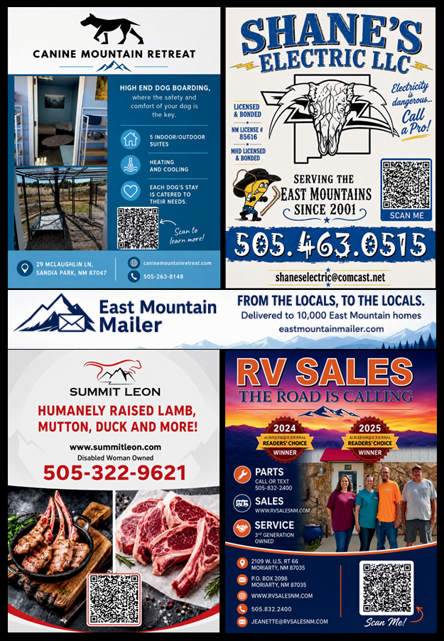 Front of the August 2026 East Mountain Mailer flyer